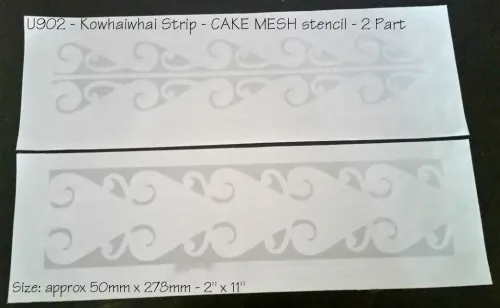 Maori Kowhaiwhai Waves Cake Mesh Stencil - 2 part